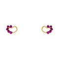 14K Yellow Gold Heart Red CZ Stud (ST315)