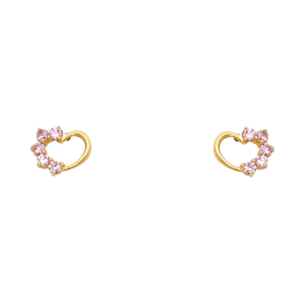 14K Yellow Gold Heart CZ Stud (ST316)