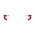 14K Yellow Gold Heart Red CZ Stud (ST318)