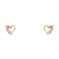14K Yellow Gold Heart Pink CZ Stud (ST319)