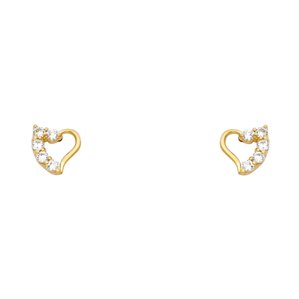 14K Yellow Gold Heart CZ Stud (ST320)