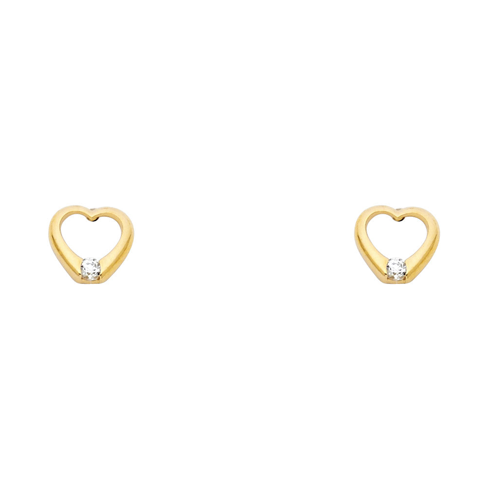 14K Yellow Gold Heart White CZ Stud (ST321)