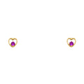 14K Yellow Gold Heart Red CZ Stud (ST324)