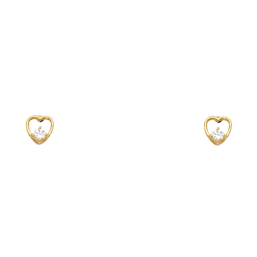 14K Yellow Gold Heart CZ Stud (ST325)