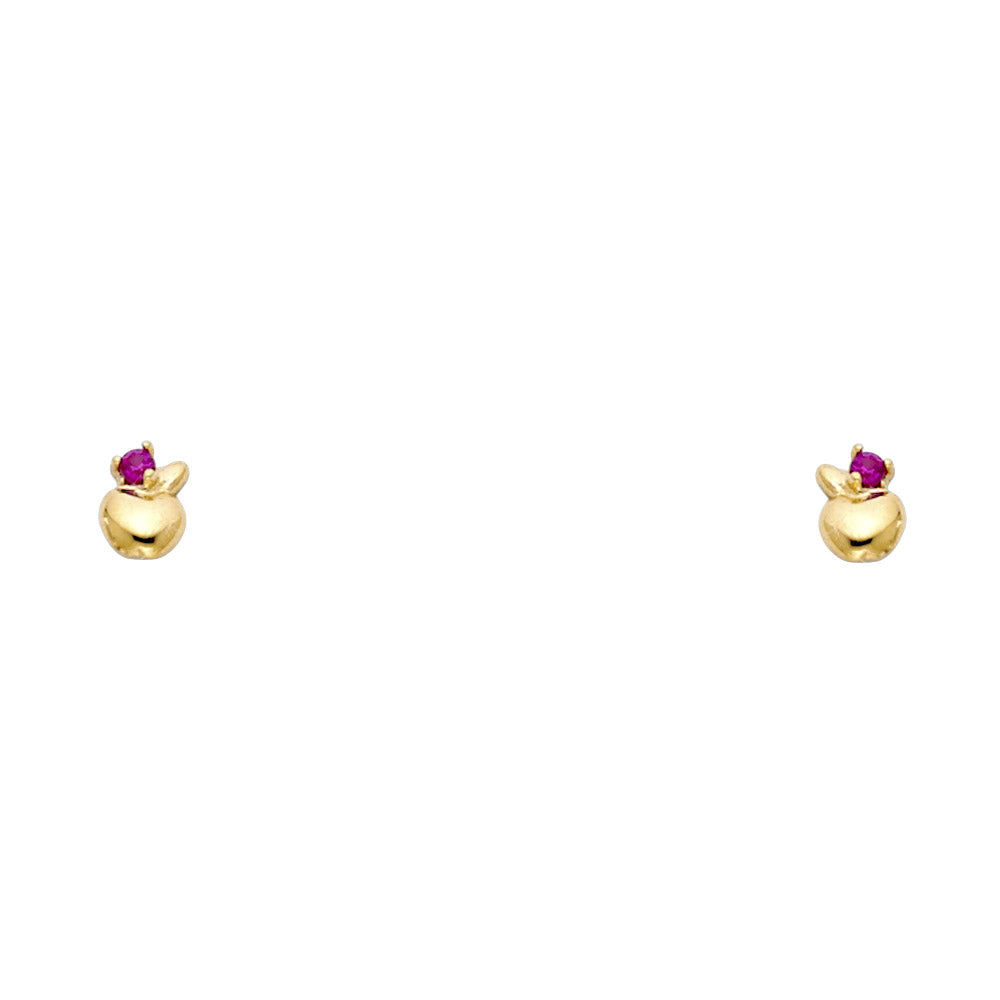 14K Yellow Gold Apple CZ Stud (ST326)