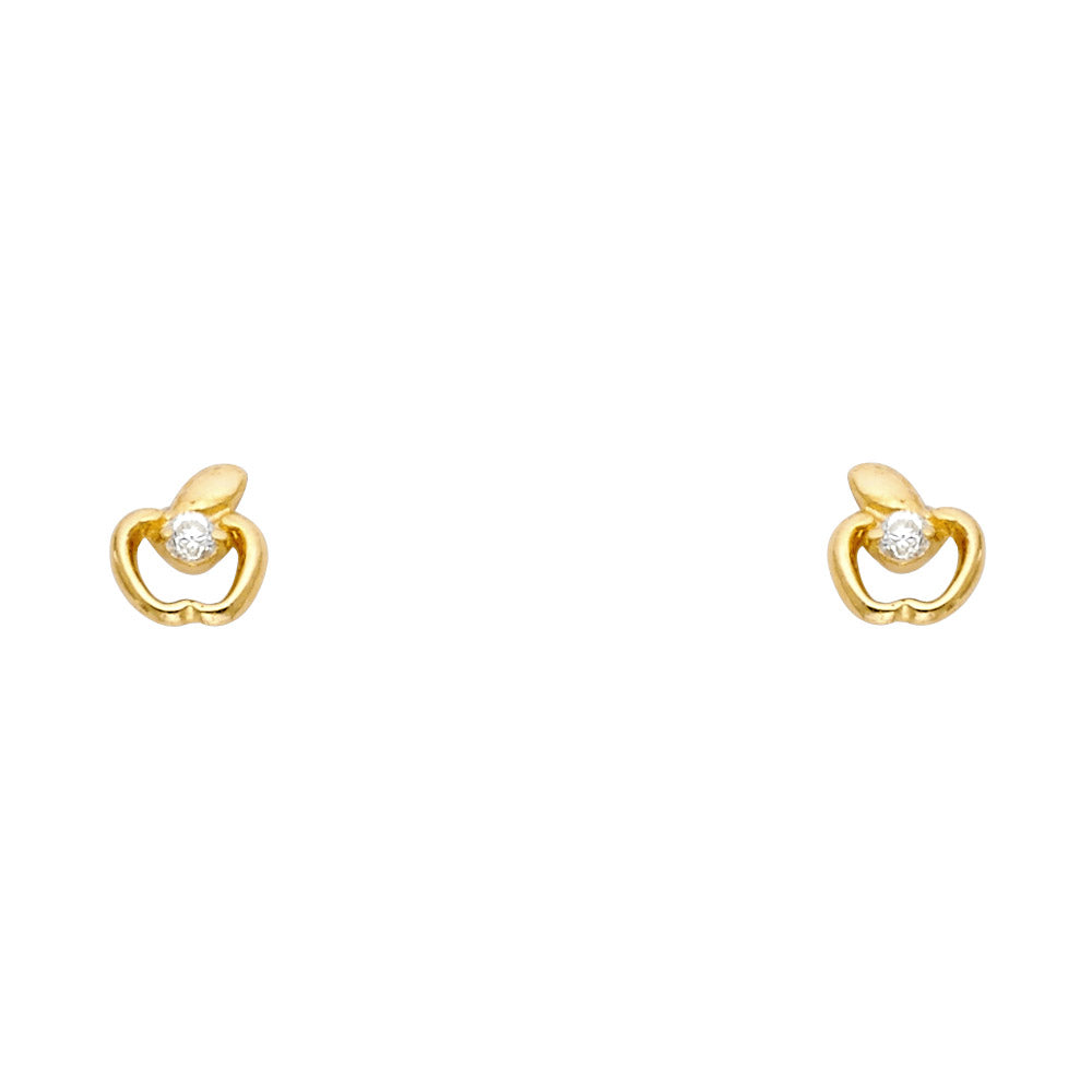 14K Yellow Gold CZ Apple Stud (ST331)