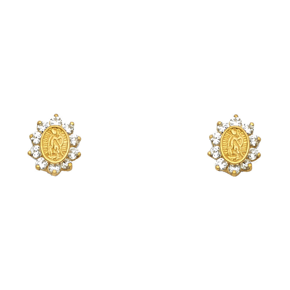 14K Yellow Gold CZ Guadalupe Stud (ST333)
