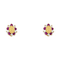 14K Yellow Gold Red CZ Guadalupe Stud (ST335)