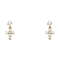14K Yellow Gold Cross CZ Stud (ST341)