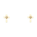 14K Yellow Gold CZ Cross Stud (ST343)