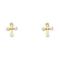 14K Yellow Gold CZ Cross Stud (ST344)