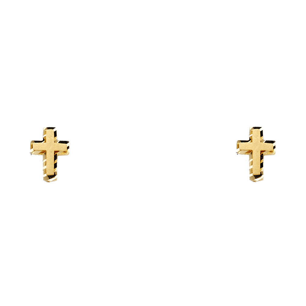 14K Yellow Gold Cross Stud (ST345)