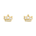14K Yellow Gold CZ Crown Stud (ST352)