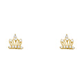 14K Yellow Gold CZ Crown Stud (ST354)