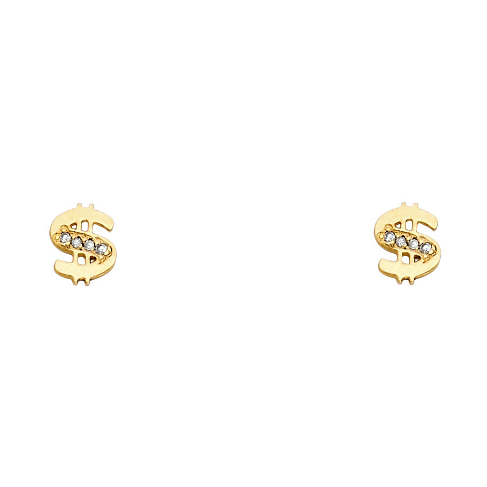 14K Yellow Gold CZ Dollar Stud (ST355)