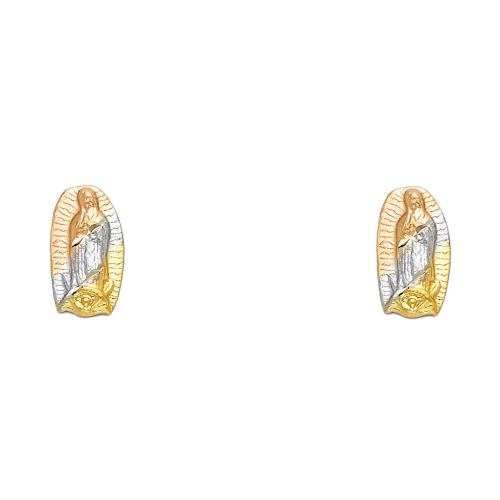 14K Yellow White Rose Gold Stud Earrings (ST417)