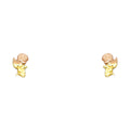14K Yellow White Rose Gold Stud Earrings (ST418)