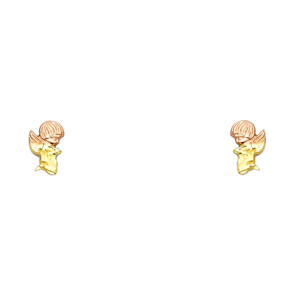14K Yellow White Rose Gold Stud Earrings (ST418)