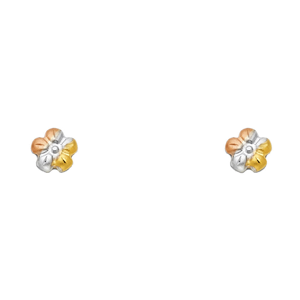 14K Yellow White Rose Gold Stud Earrings (ST422)