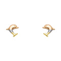 14K Yellow White Rose Gold Stud Earrings (ST424)
