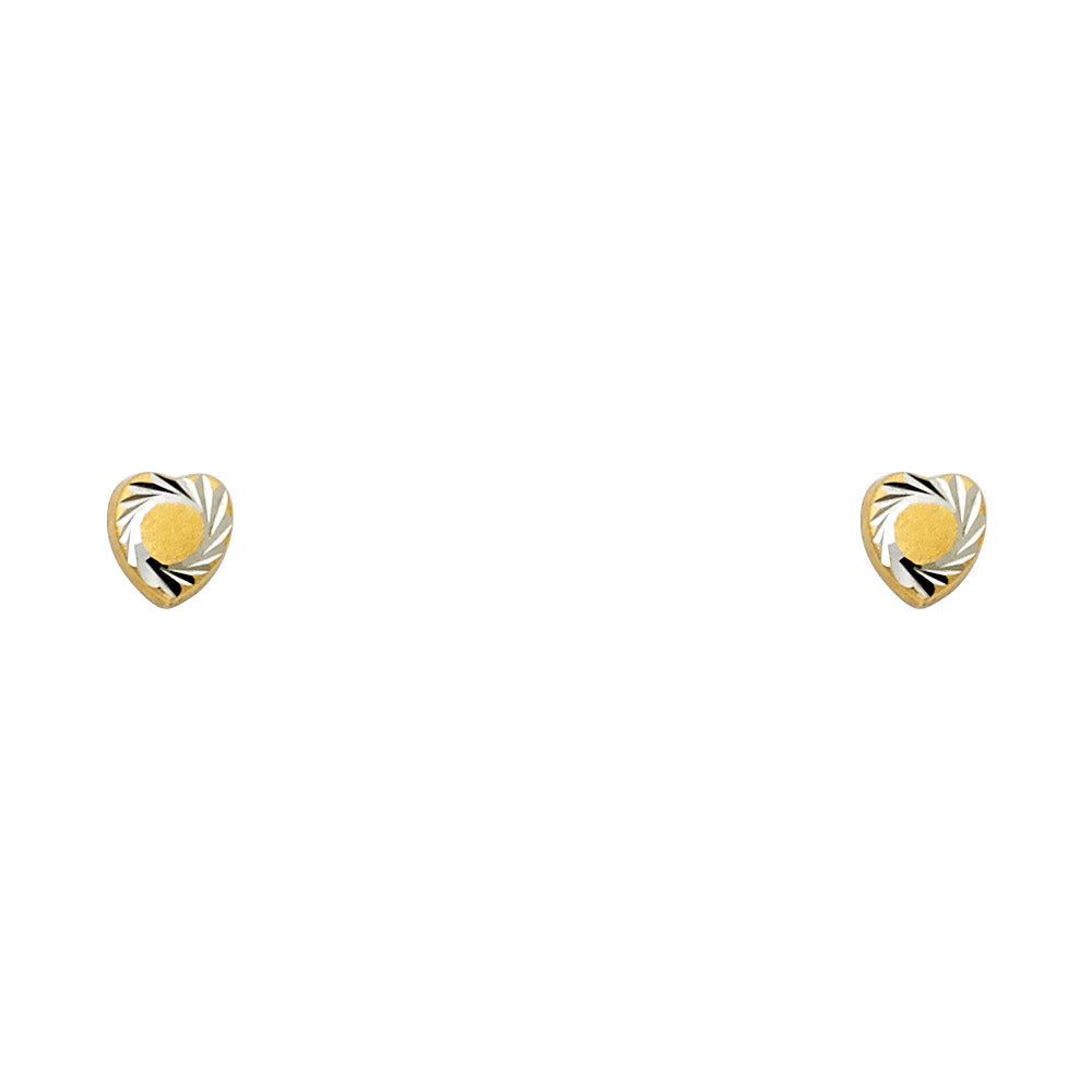 14K Two Tone Gold Stud Earrings (ST442)