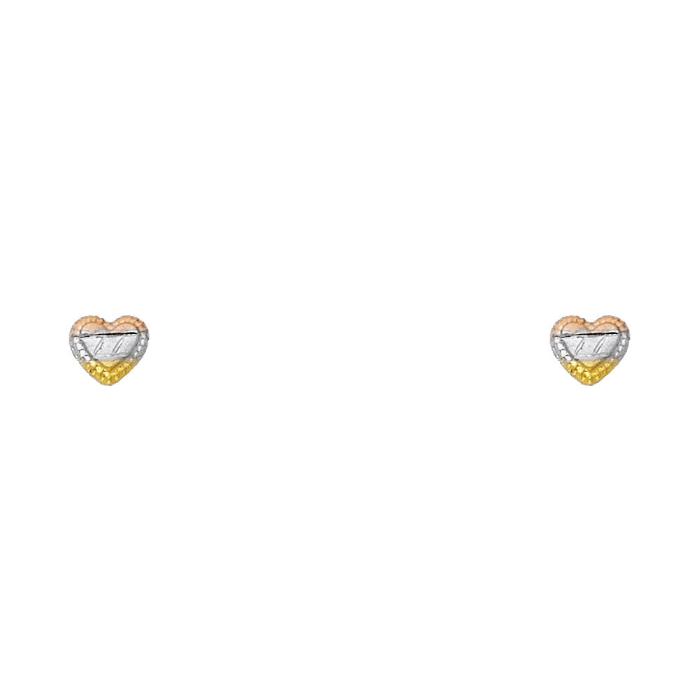 14K Yellow White Rose Gold Stud Earrings (ST443)