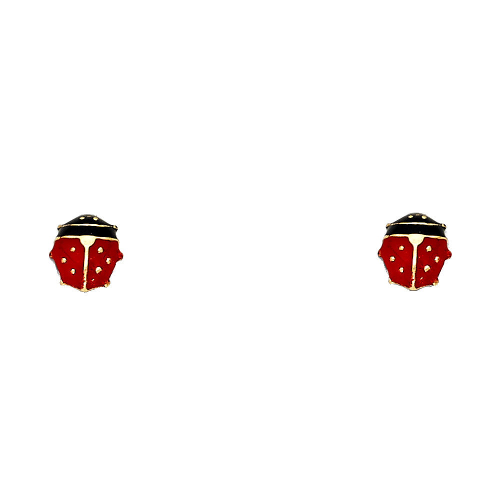 14K Yellow Gold Enamel Stud Earrings