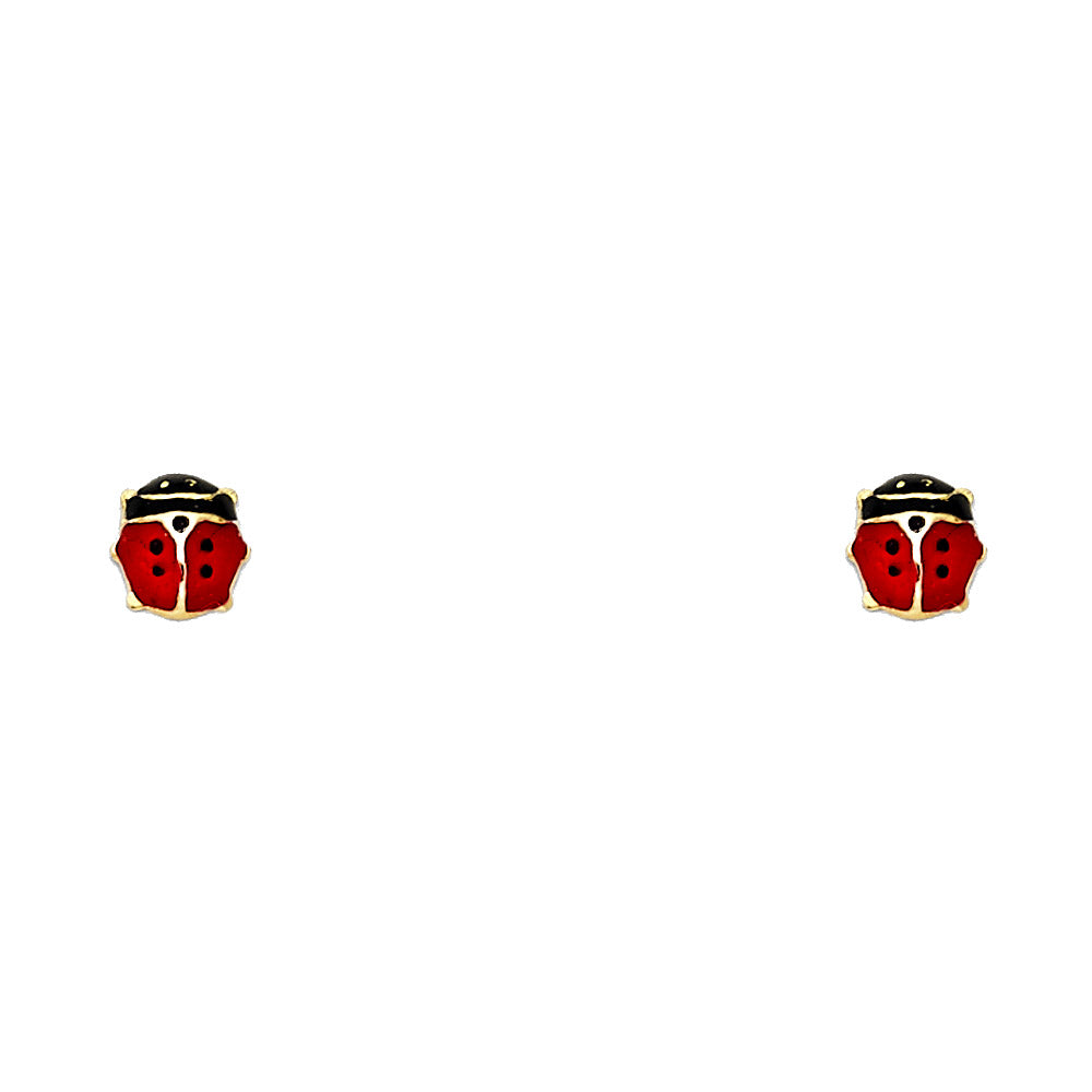 14K Yellow Gold Enamel Stud Earrings