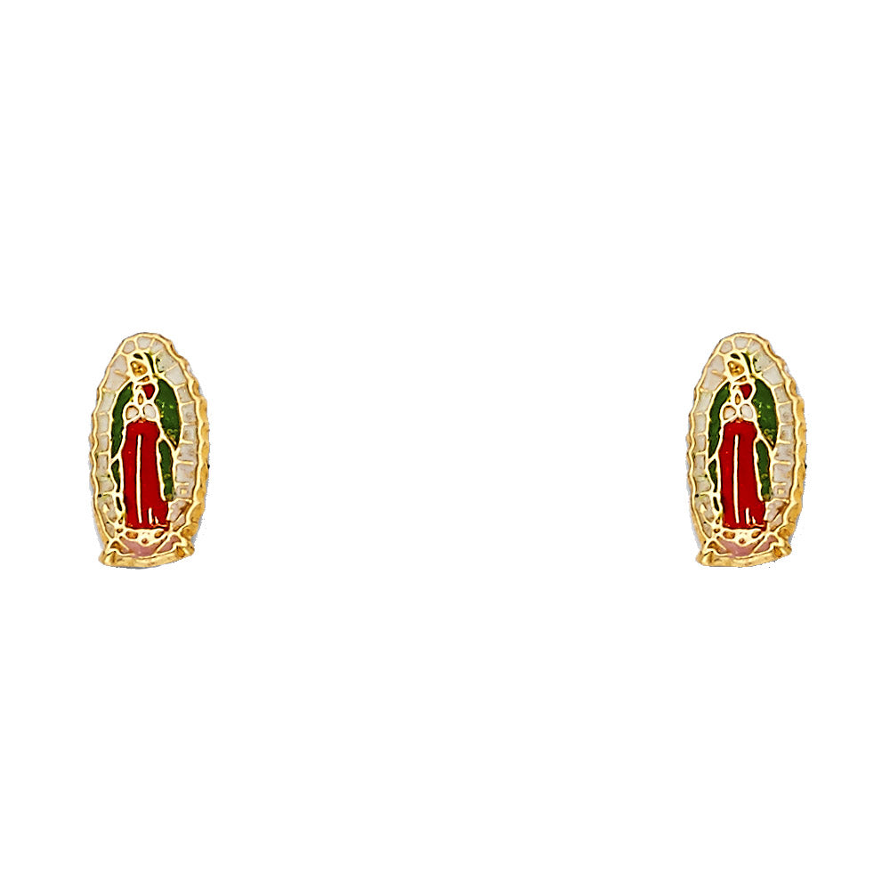 14K Yellow Gold Enamel Stud Earrings