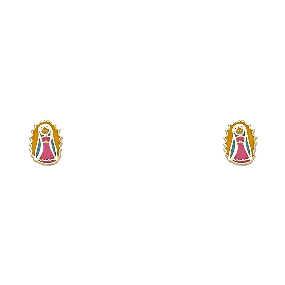 14K Yellow Gold Enamel Stud Earrings