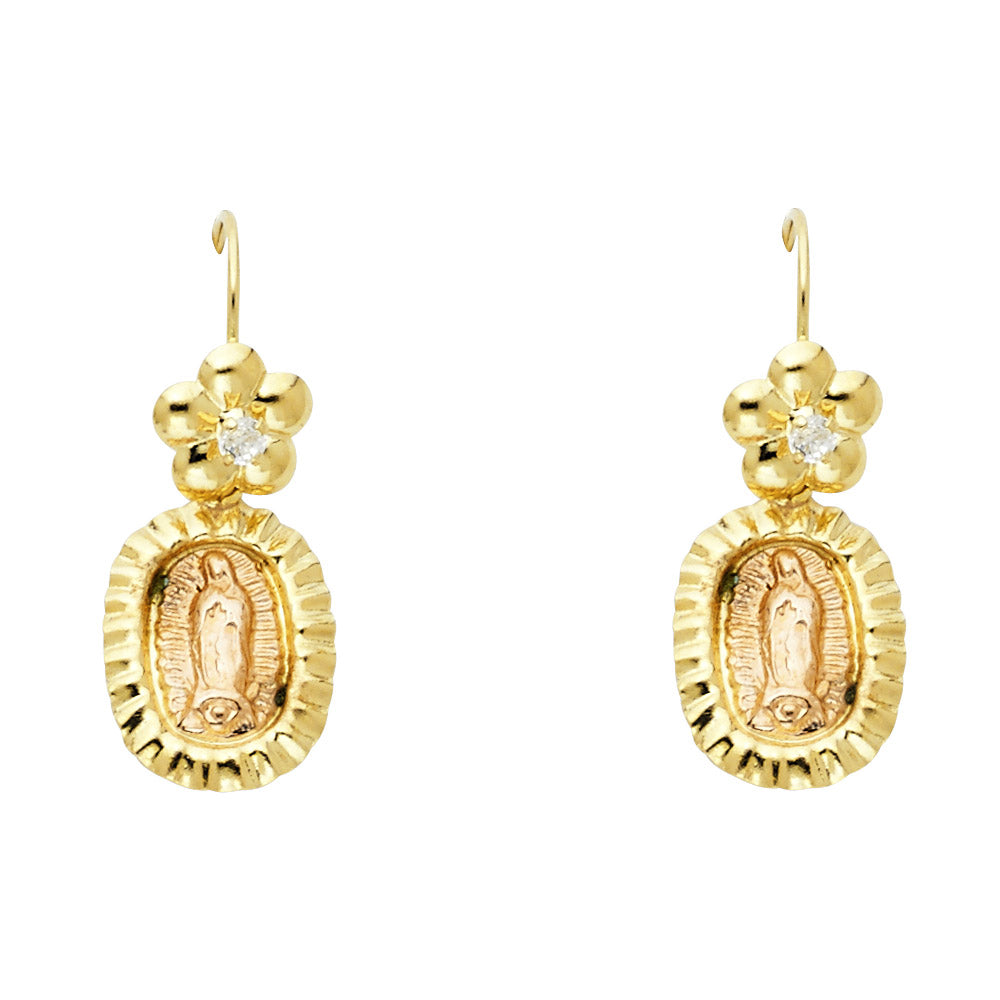 14K Two Tone Gold Stud Earrings (ST462)