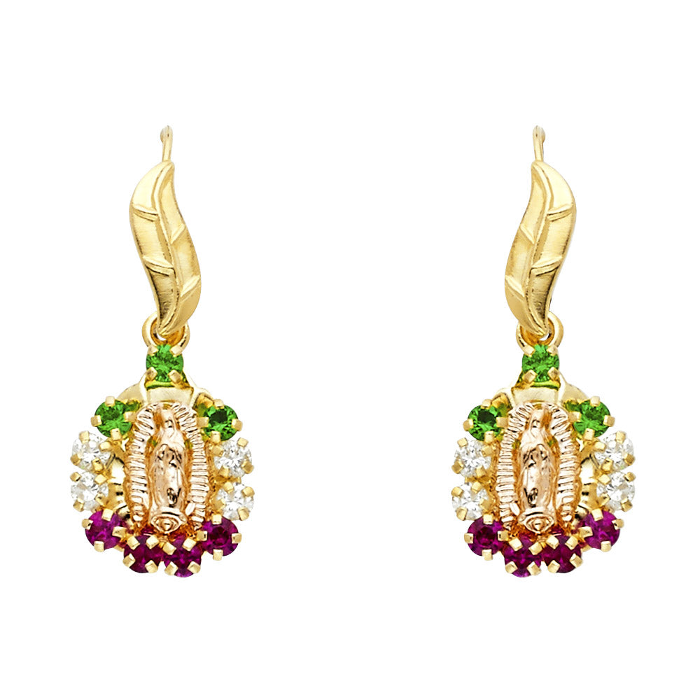 14K Two Tone Gold Stud Earrings (ST481)
