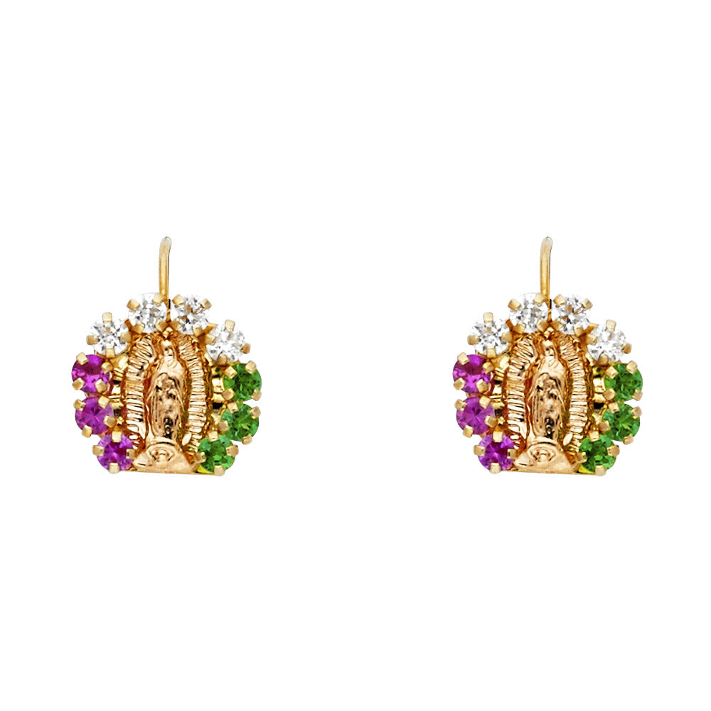 14K Two Tone Gold Stud Earrings (ST483)