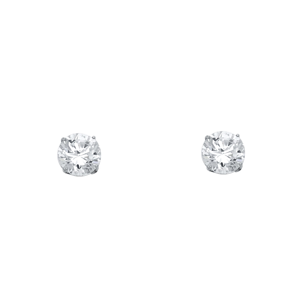 14K White Gold 6 mm Basket Round Stud (ST520)