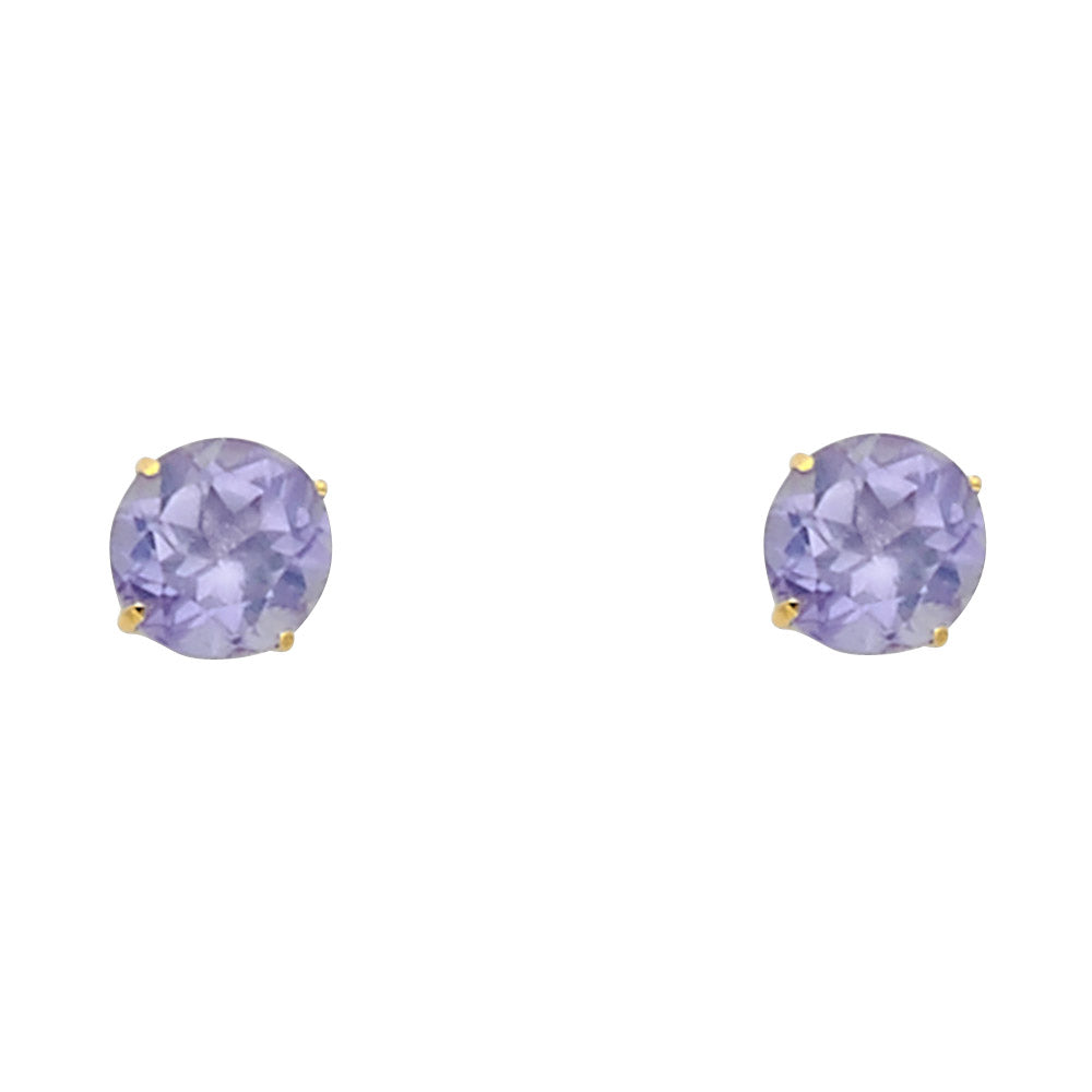 14K Yellow Gold 5 mm Round Stud Earrings (Jan - Dec)