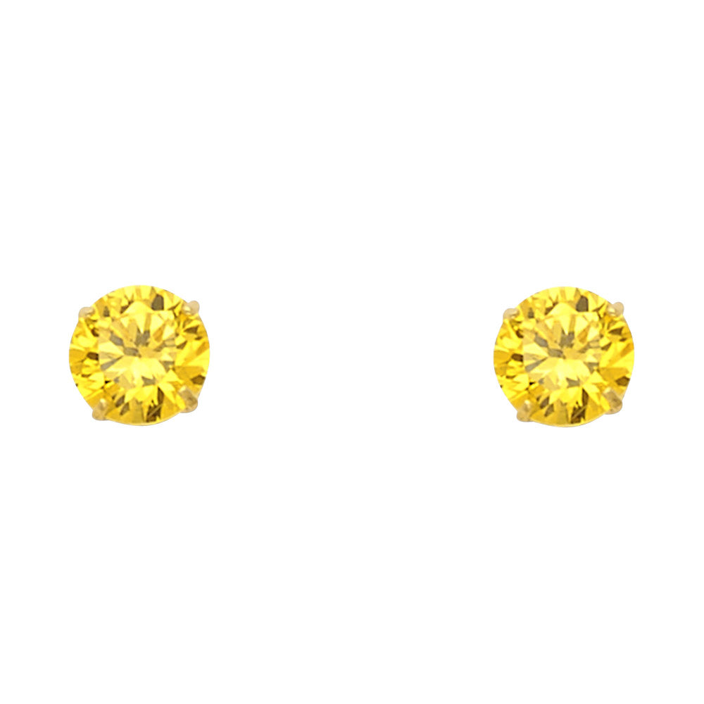 14K Yellow Gold 5 mm Round Stud Earrings (Jan - Dec)