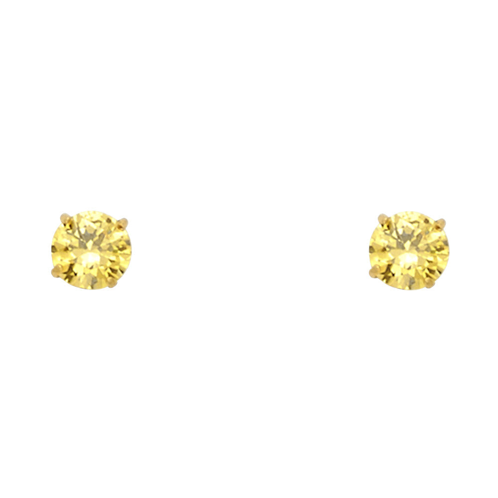 14K Yellow Gold Round 4 mm Stud Earrings (Jan - Dec)