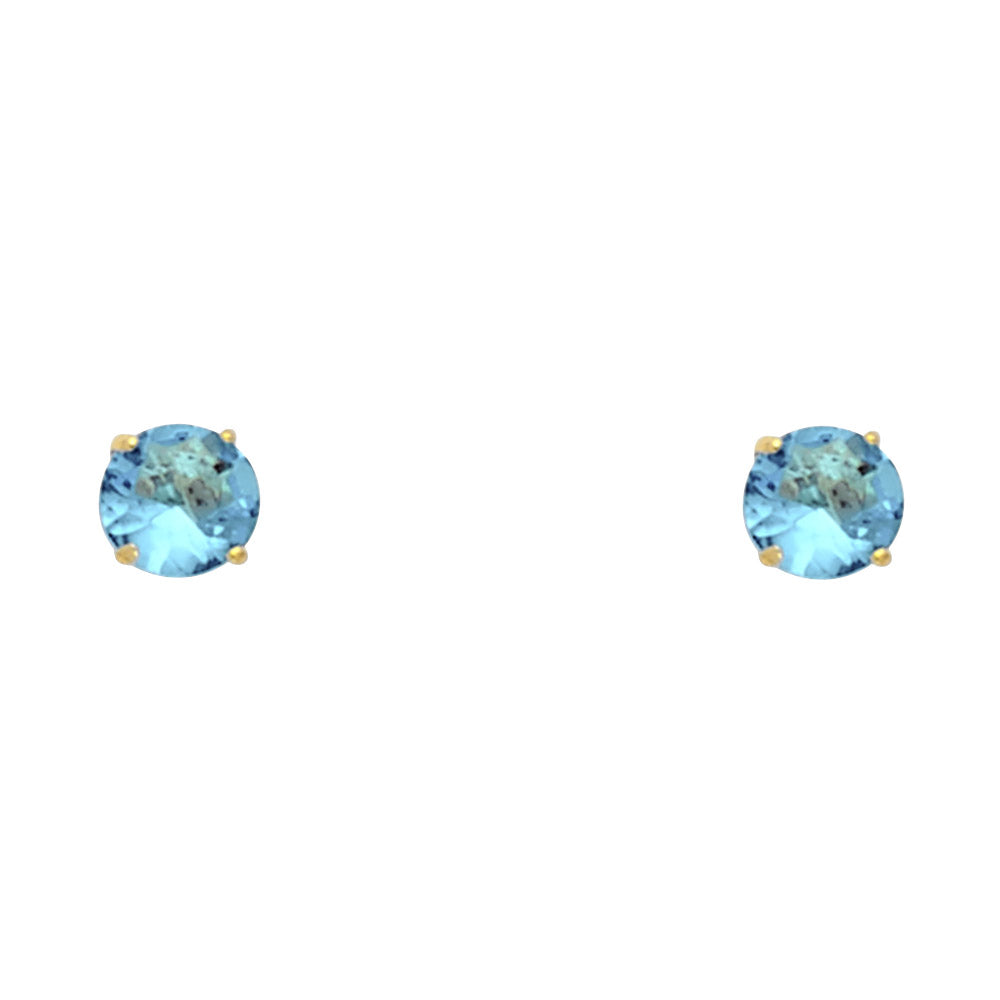 14K Yellow Gold Round 4 mm Stud Earrings (Jan - Dec)
