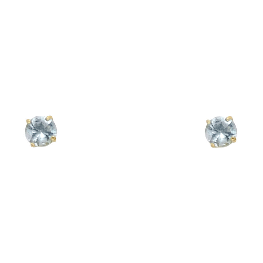 14K Yellow Gold Round 3 mm Stud Earrings (Jan - Dec)