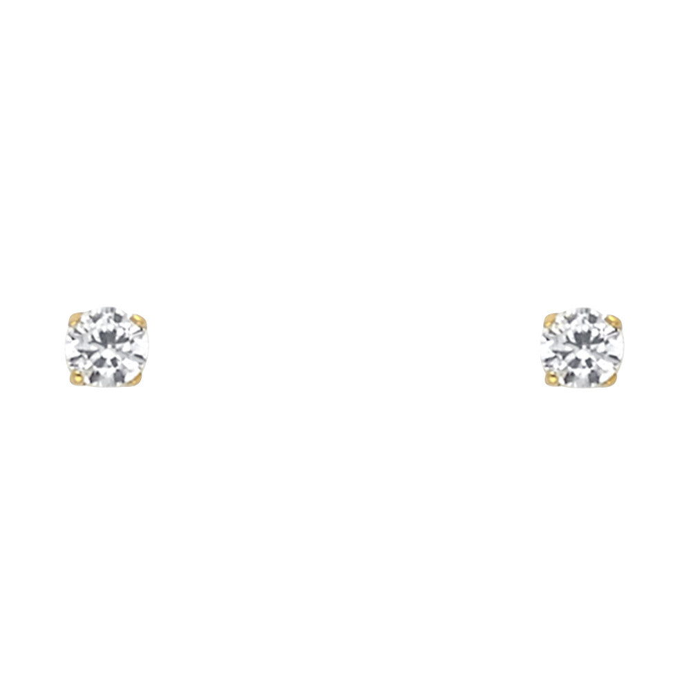 14K Yellow Gold Round 3 mm Stud Earrings (Jan - Dec)