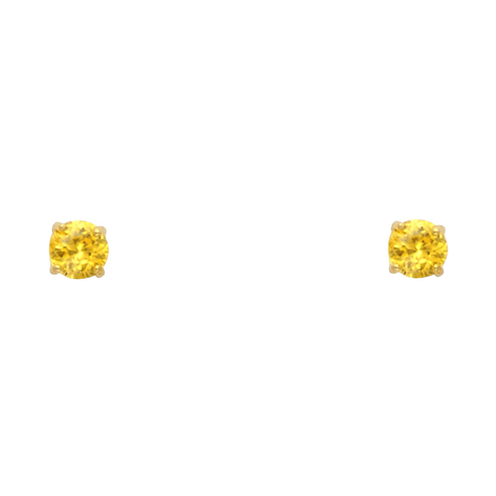 14K Yellow Gold Round 3 mm Stud Earrings (Jan - Dec)