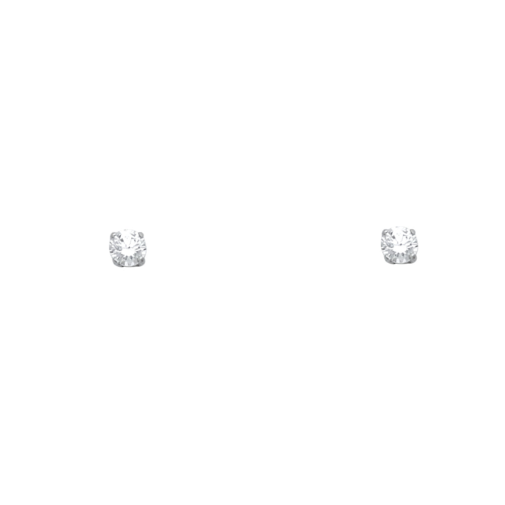14K White Gold Round 3 mm Stud (ST524-04(Apr))