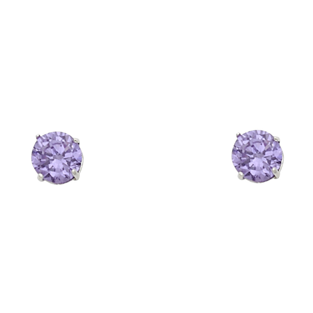 14K White Gold Round 4 mm Stud Earrings (Jan - Dec)