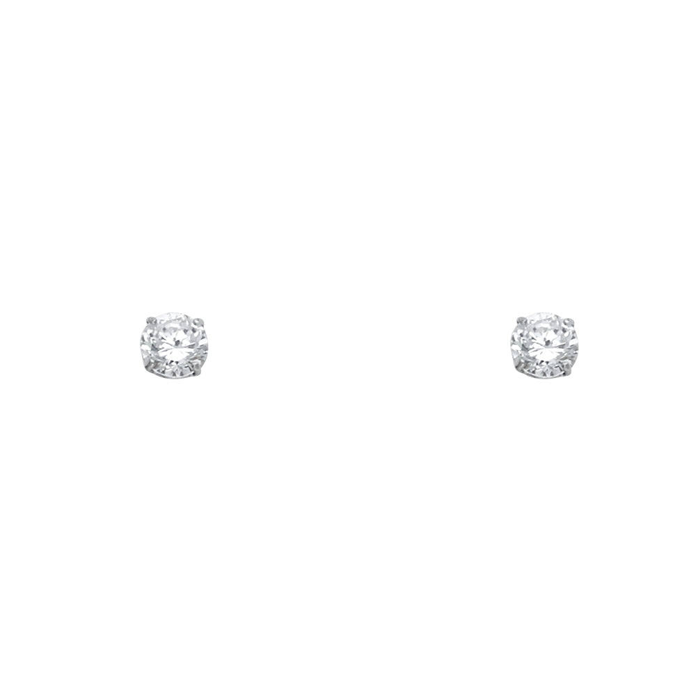 14K White Gold Round 4 mm Stud Earrings (Jan - Dec)