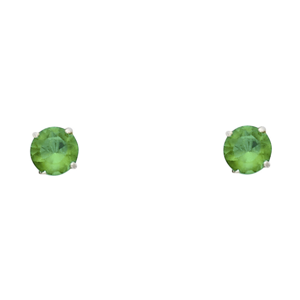 14K White Gold Round 4 mm Stud Earrings (Jan - Dec)