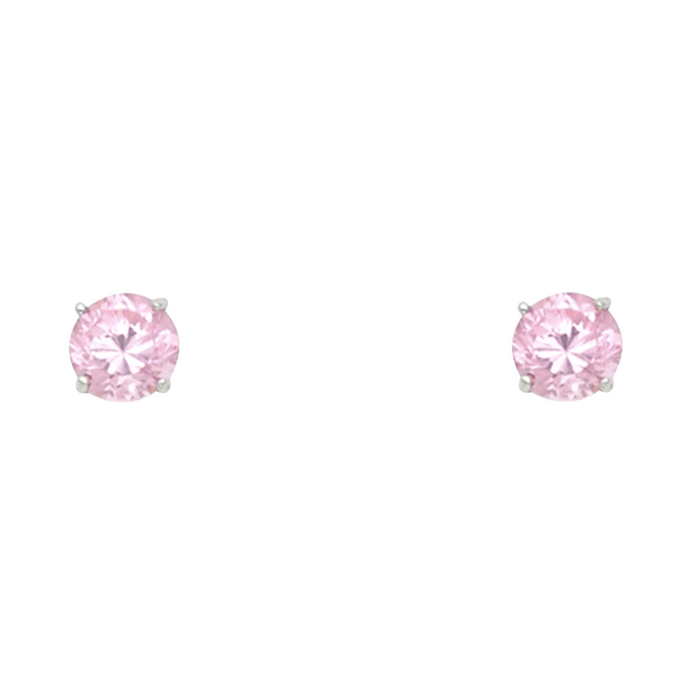14K White Gold Round 4 mm Stud Earrings (Jan - Dec)