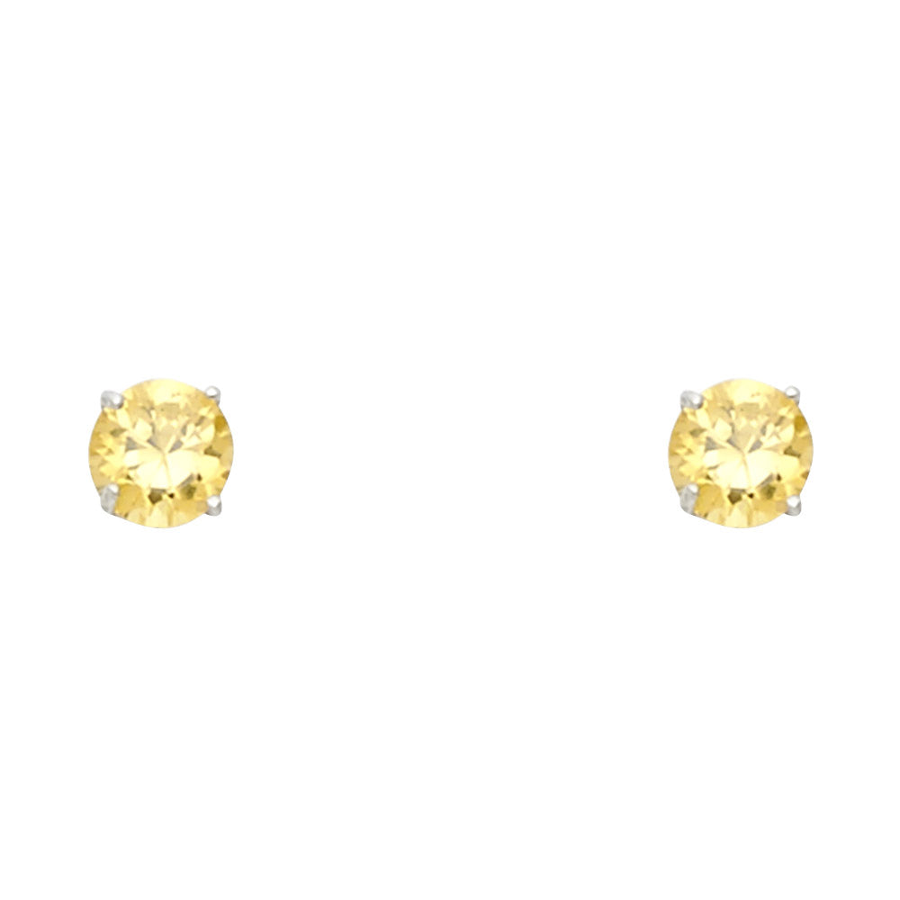 14K White Gold Round 4 mm Stud Earrings (Jan - Dec)