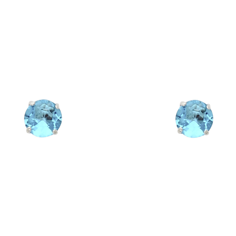 14K White Gold Round 4 mm Stud Earrings (Jan - Dec)