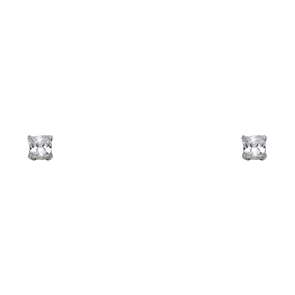 14K White Gold Princess 3 mm Stud (ST526)