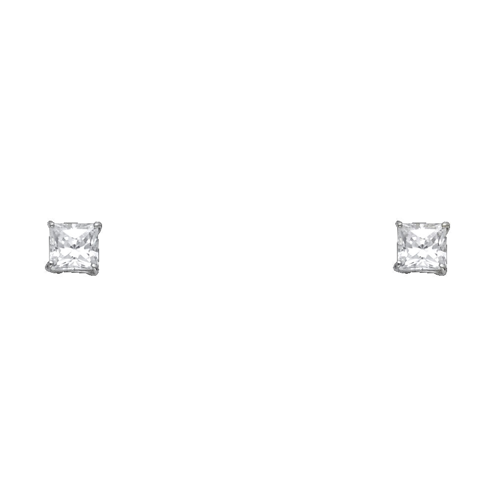 14K White Gold Princess 4 mm Stud (ST527)